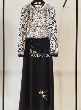 春夏款黑色光泽感进口三醋酸重工刺绣裙半裙 EGKPT3315A-2999