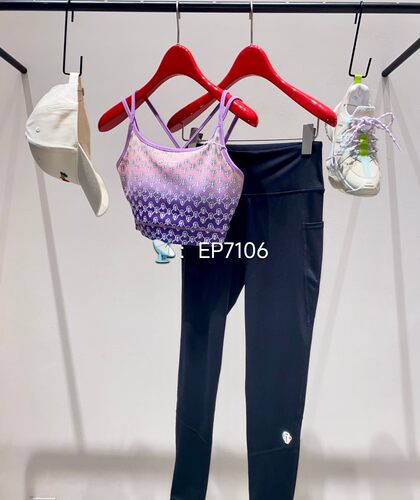 春夏款紫色渐变色双肩带印花运动吊带背心 EGJEAA002A-999