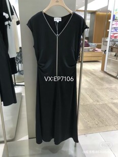 EGJET4122A 显瘦连衣裙 3699 优雅小黑裙抽褶收腰修身 夏款