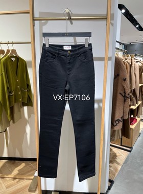 秋冬款黑色时尚通勤直筒显瘦小黑裤 EGIADJ635A-1499