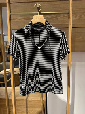 大雅家春夏款黑色翻领坑条肌理修身短袖T恤衫 HFKPC5302B-1399