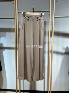 1699 EGKEA6418A 卡其色怀旧复古通勤垂感高腰直筒阔腿裤 子