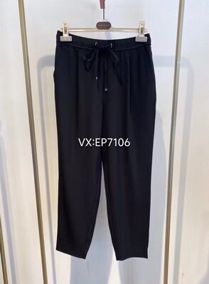 大雅家春夏款黑色简约宽松抽绳松紧腰休闲裤 HFIEA6407A-1599