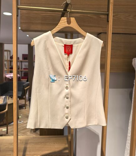 春夏款高级系列白色质感桑蚕丝无袖修身显瘦马甲外套 EPJETV003A