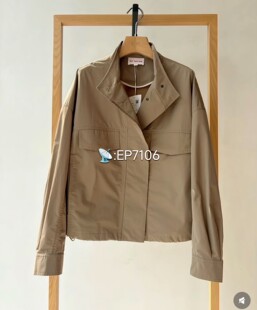 卡其色精纺宽松廓形舒适百搭短款风衣外套 EGKAT1217A