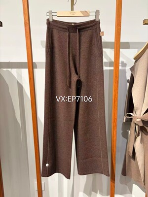 秋冬款咖色牦牛绒羊毛美拉德高腰针织直筒裤  EGJIR9601A-3699