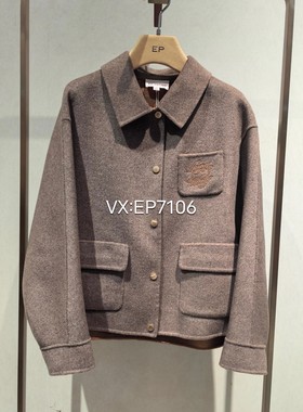 秋款咖色羊毛牦牛绒混纺毛呢外套短大衣 EGJIR1510A-4699