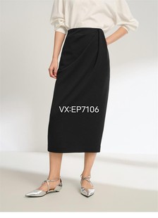 EGKEW3522A 通勤黑色半身裙 1999 黑色绵羊毛中长款 春夏款