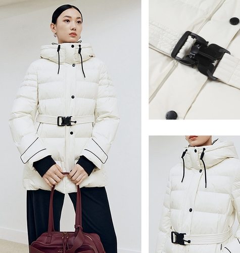 大雅家秋冬款连帽撞色一手长直身型羽绒服 HFKAAY933A-5599