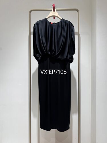 高级系列黑色三醋酸收腰无袖包臀雅致连衣裙 EPKET4630B-5999