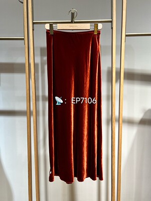 春夏款橙色质感高腰桑蚕丝丝绒包臀半身裙半裙 EGKPS3318B-2699