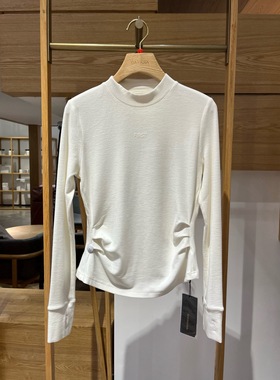 大雅家秋冬款白色百搭半高领抽褶修身打底衫HFKIA5502A-1399