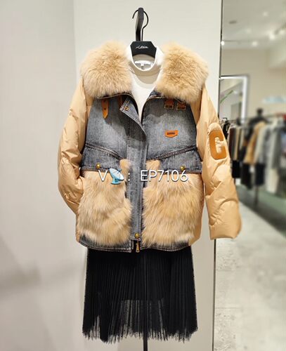 恩派雅驼色牛仔拼接羽绒服特惠 XNIIFN102AH