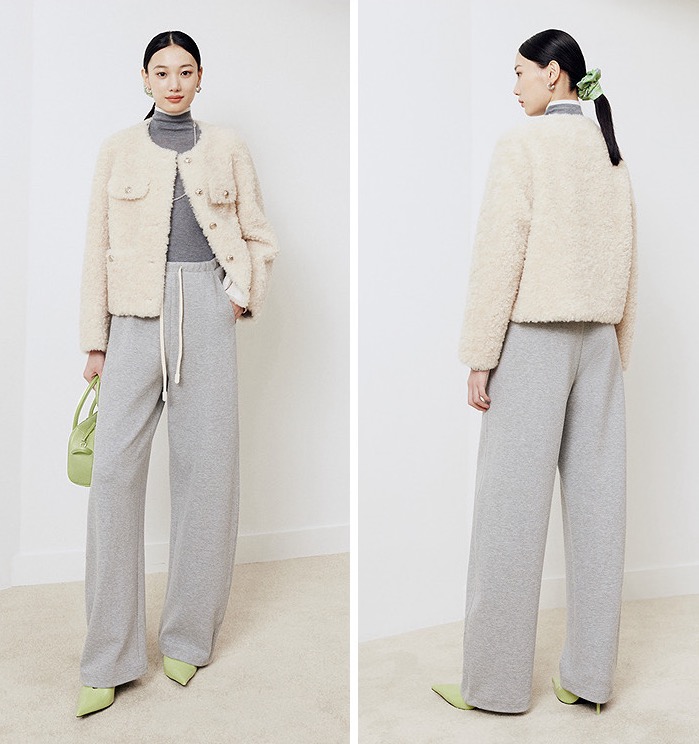 大雅家秋冬款优雅小香风羊毛机织大衣外套 HFKII8633A-4599