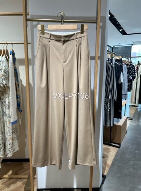 春夏款卡其色毛涤美拉德风卡其色直筒阔腿裤 EGJPW6449A-2999