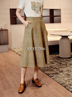 高级系列绿色质感高腰羊毛羊绒提花半身裙 5999 EPKPW3402A