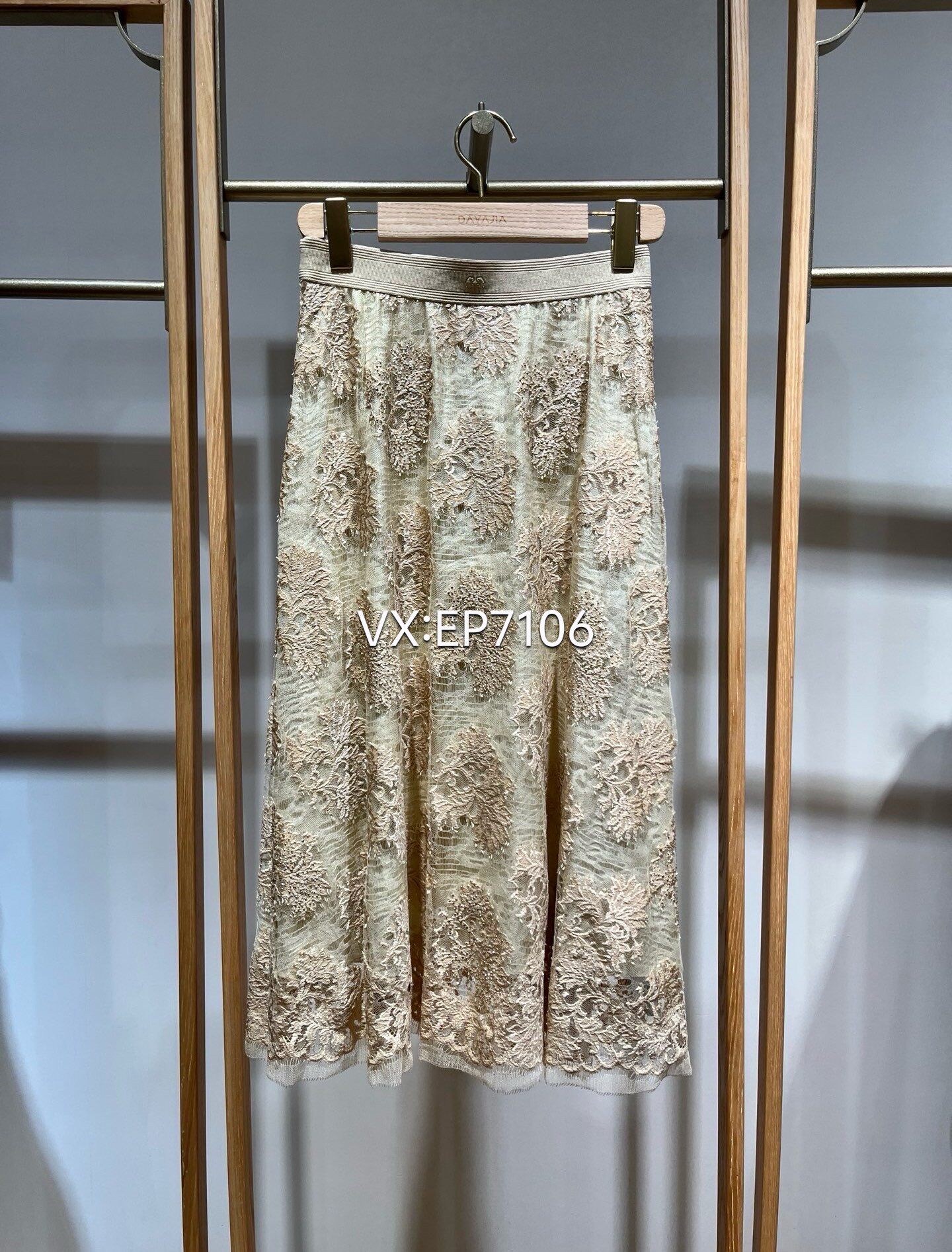 春款高级系列利巴蕾丝优雅过膝伞裙弹力腰头半裙 EPKPA3404A-6299