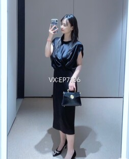 高级系列三醋酸收腰无袖 5999 包臀雅致连衣裙小黑裙EPKET4630B