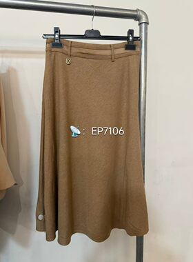 秋冬款高端系列卡其色骆驼绒气质高腰A字半身裙  EPIIO3303A-4999
