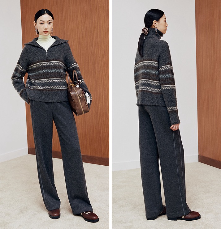 大雅家秋冬款休闲半拉链菱形格纹针织衫 HFKIW9526A-2999