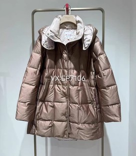 冬款驼色含桑蚕丝光泽感松花江白鹅绒羽绒服 EGJIAY902A-4999