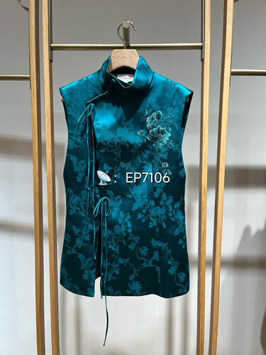 秋冬款绿色礼服刺绣修身马甲外套 EGJASV001A-5699