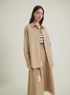1999 HFKPC2101A 大雅家春夏款 卡其色翻领直身针梭相拼衬衫