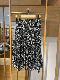 2199 HFKEA3320A 大雅家春夏款 黑色花卉高腰A字伞型半身裙