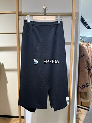 秋冬款黑色新中式针织不对称式直筒半身裙  EGIIA3511A-2699