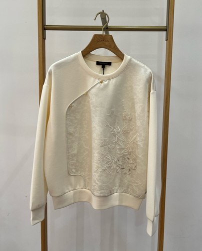 大雅家春夏款优雅新中式圆领提花宽松长袖打底衫 HFKPC5220A-2299