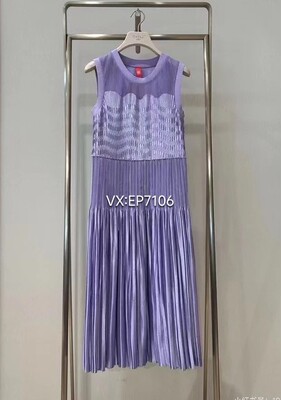 春夏款高端系列紫色精奢褶皱设计连衣裙 EPJPA4159-4999