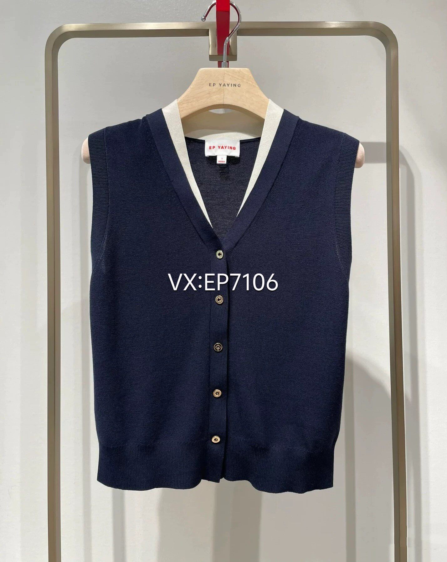 春夏款醋酸棉混纺叠穿弹力针织马甲背心毛衣 EGKET9015A-1699