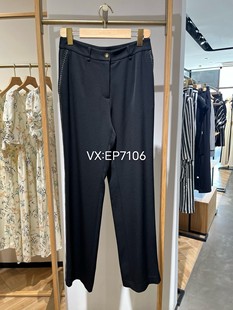 3999 EPJPT6405A 春夏款 高端系列黑色醋酸直筒显瘦烫钻肌理长裤