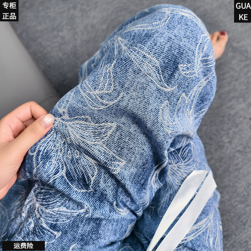 夏季女士大码九分碎花家居裤