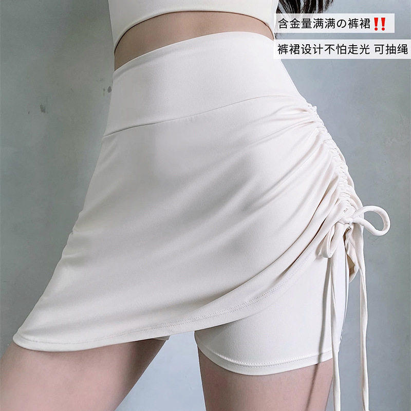 微胖MM大码运动短裤女抽绳少女感防走光裙裤跑步网球裙瑜伽健身裤
