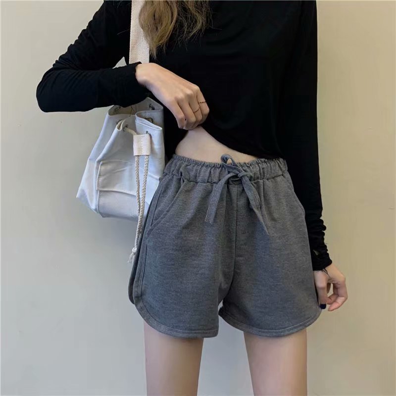 夏款辣妹港风宽松运动短裤女家居瑜伽跑步热裤薄款休闲睡裤沙滩裤