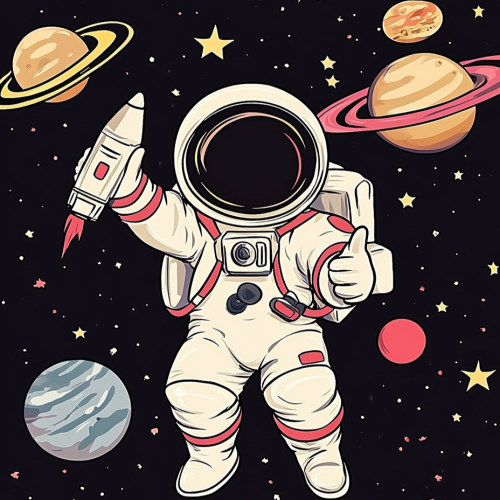 带框钻石画太空宇航员diy钻石绣卡通马赛克拼图粘贴画相框