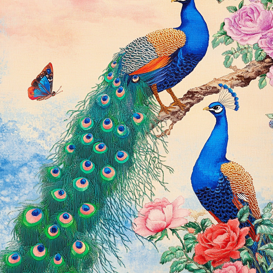 带框钻石画孔雀情侣diy钻石绣卡通马赛克拼图粘贴画相框画