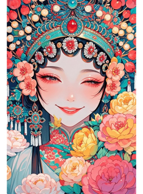 钻石画diy二次元花旦数字拼图粘贴点钻画手工家居装饰画
