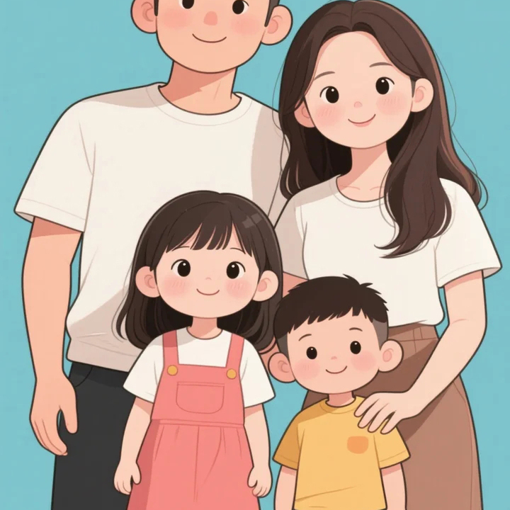 钻石画diy一家四口儿女双全数字拼图粘贴点钻画手工家居装饰画