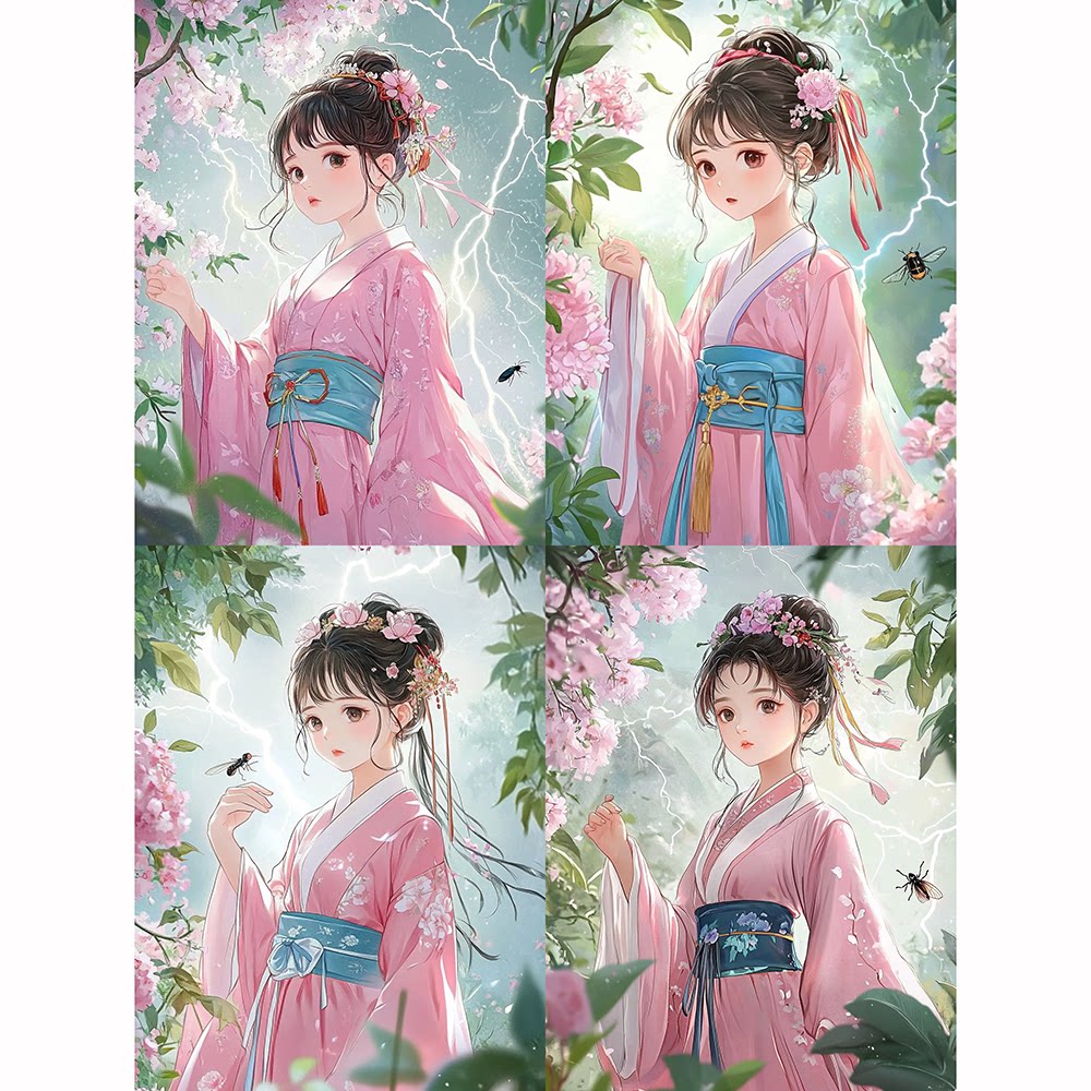 带框钻石画二十四节气惊蛰钻石绣diy卡通马赛克粘贴画学生手工