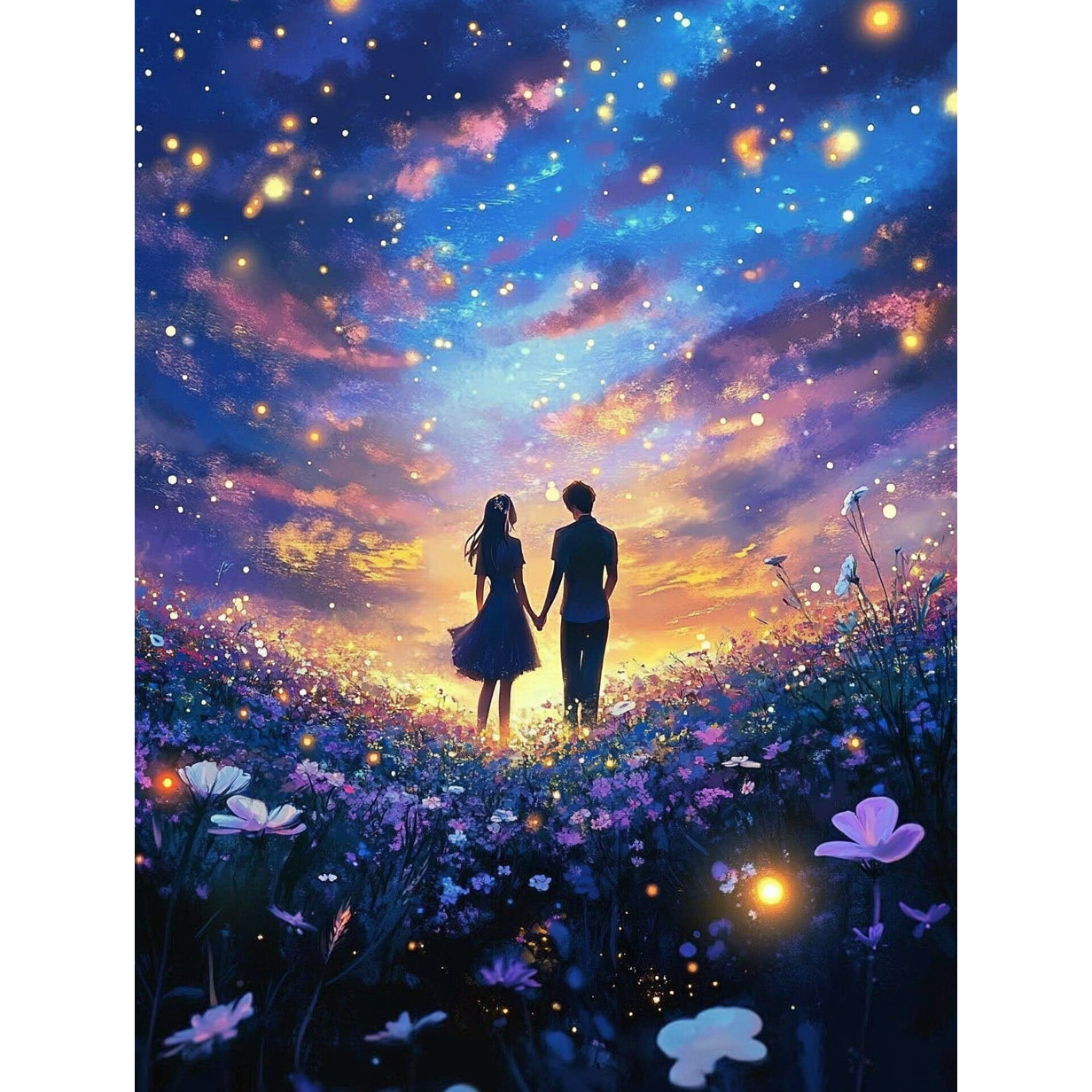 带框钻石画星空情侣diy钻石绣卡通马赛克拼图粘贴画满钻