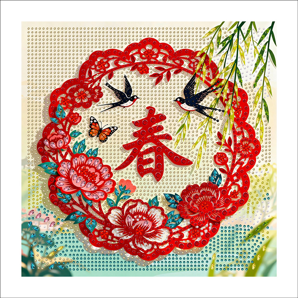 钻石画diy春夏秋冬四季带框亮钻数字拼图粘贴点钻画手工学生作业