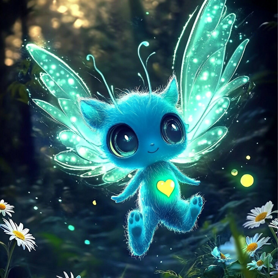 带框钻石画蓝色精灵diy绣卡通马赛克拼图粘贴画手工学生