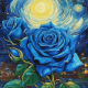 带框钻石画星星空蓝玫瑰diy钻石绣卡通马赛克拼图粘贴画相框画