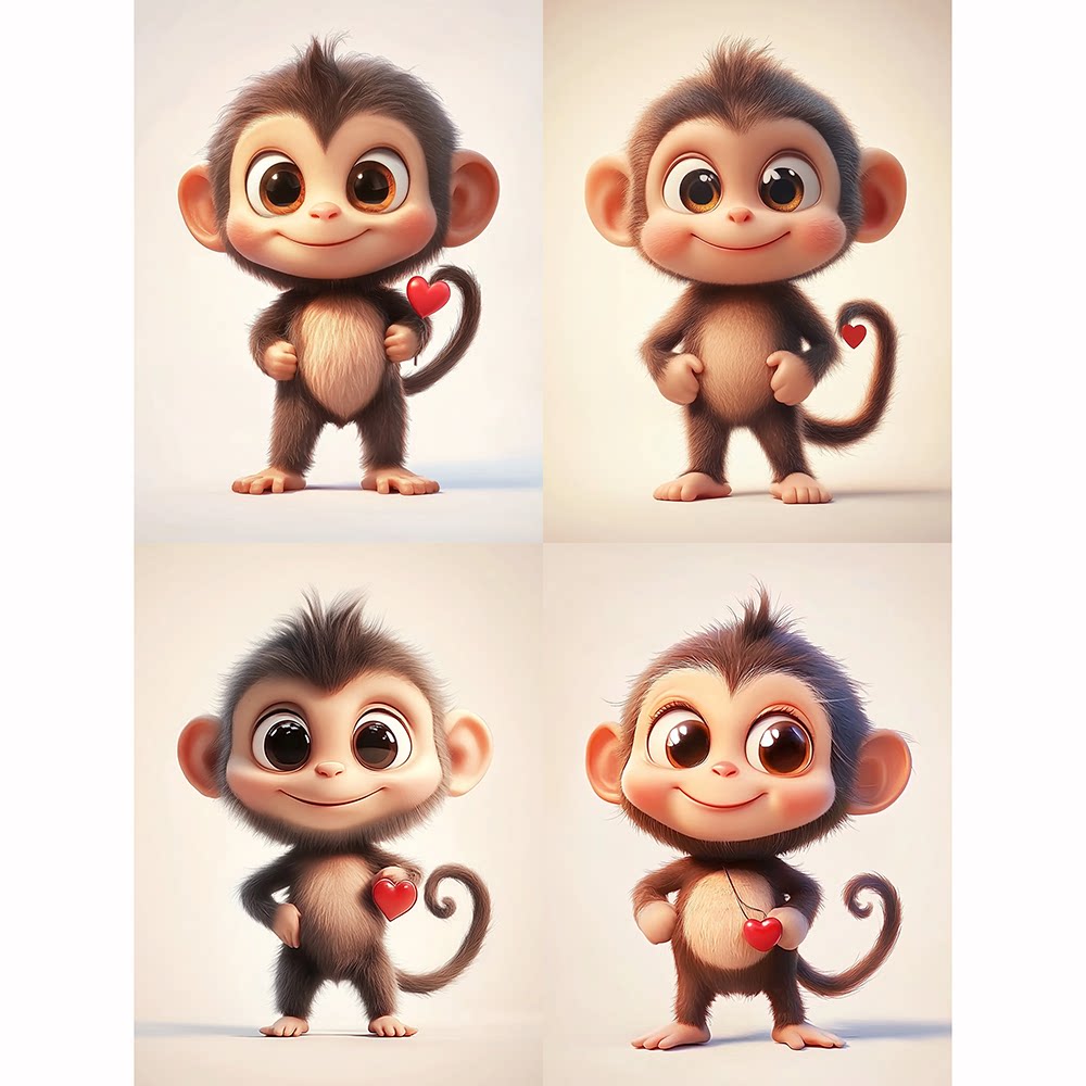 带框钻石画十二生肖小猴子diy卡通马赛克粘贴画学生手工作业