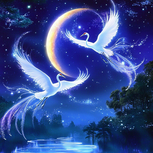 带框钻石画比翼双飞diy卡通马赛克拼图粘贴画手工满钻相框