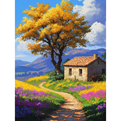 带框钻石画秋景小屋diy钻石绣卡通马赛克拼图粘贴画满钻相框风景