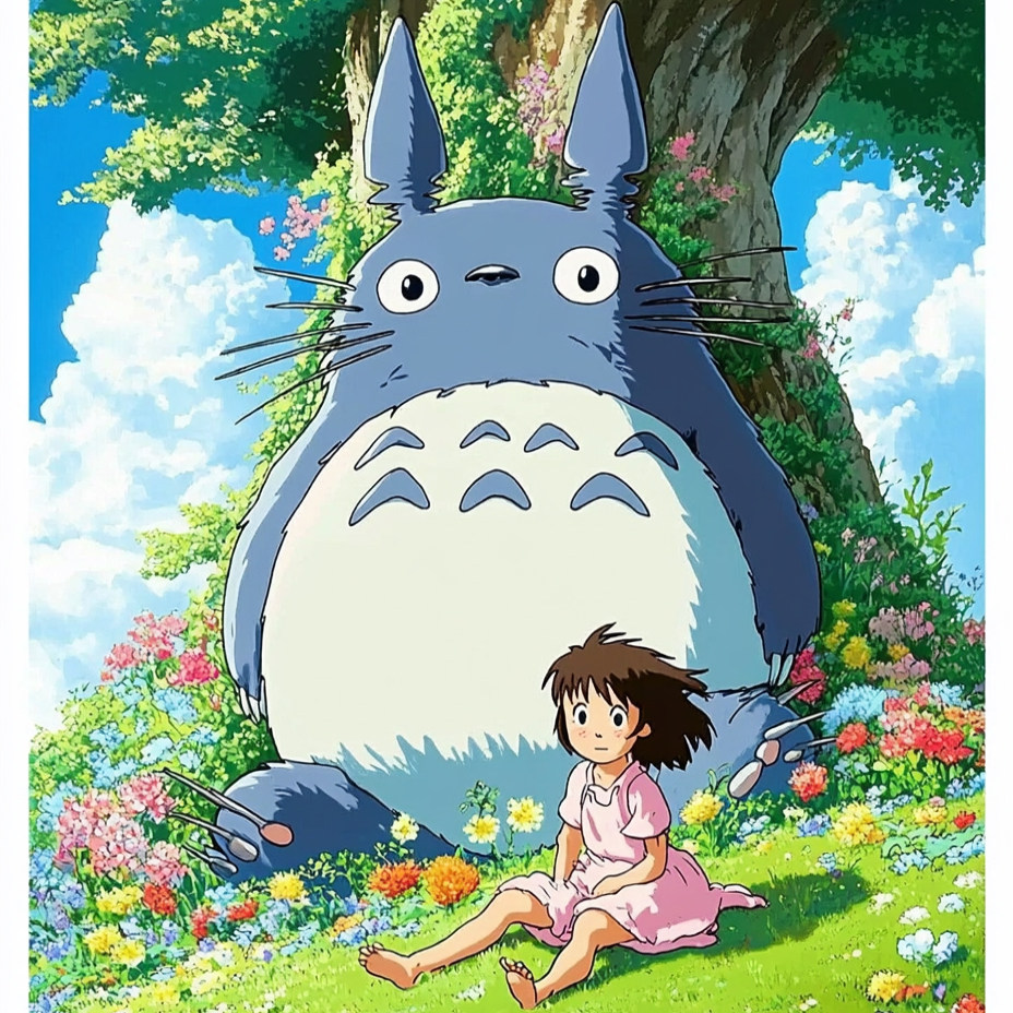 带框钻石画龙猫女孩diy钻石绣卡通马赛克拼图粘贴画满钻相框人物