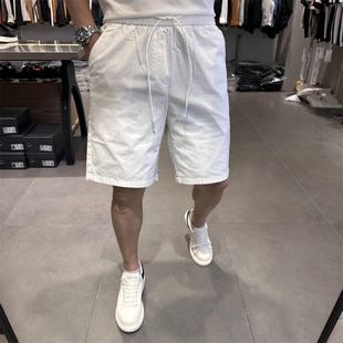 新款 中裤 松紧腰白色休闲短裤 宽松哈伦五分裤 薄 男潮牌韩版 2024夏季